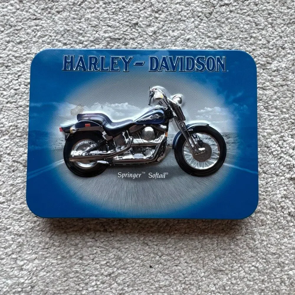 Vintage 2001 Harley Davidson Softail 2 Pack Playing Cards Collectable Tin